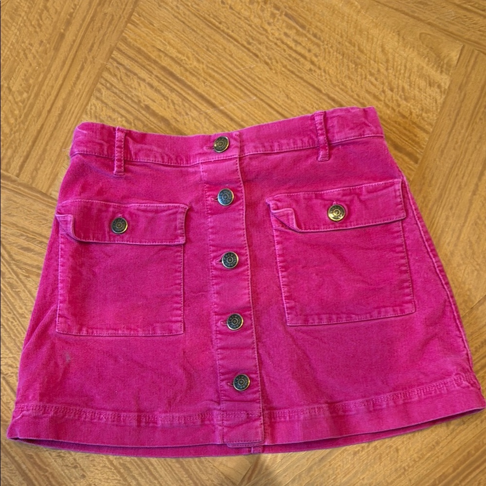 Pink Button-Front Skirt